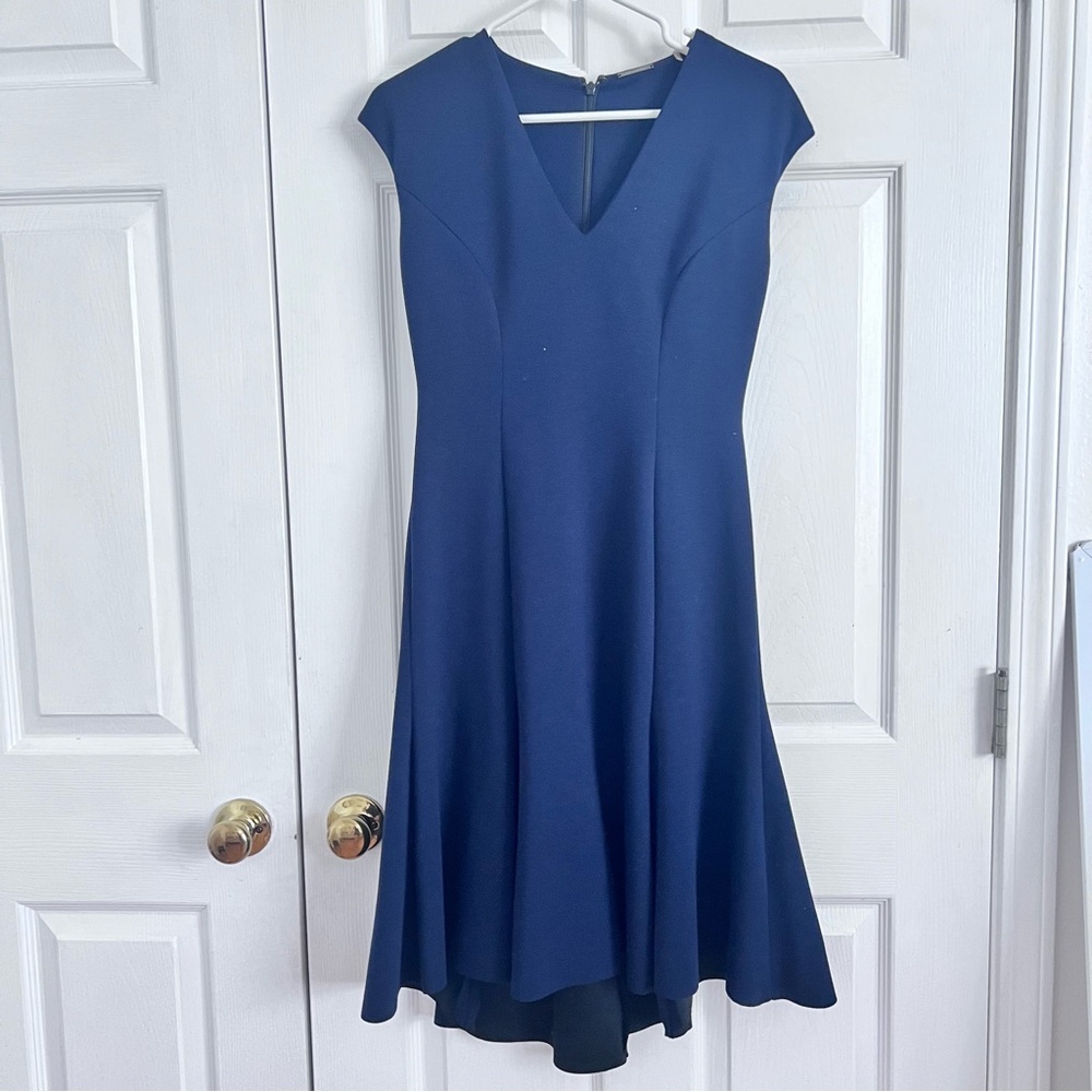 Eli Tahari Elegant Navy High Low Blue Women's Dress
